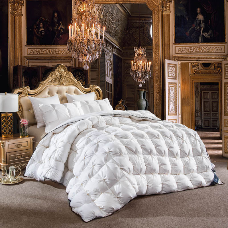 Premium Pure White Filling Goose Down Comforter Handwork, W1509 Cotton 100%, Twin/Full/Queen/King