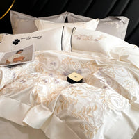 Thumbnail for Chic White Grey Embroidery Wedding Bedding Collection - Premium Cotton Fabric