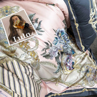 Thumbnail for Pink Baroque European Flower Embroidered 1400TC Egyptian Cotton Bedding Set