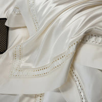 Thumbnail for Modern White 1000TC Egyptian Cotton Bedding Set Ensemble with Lace Details