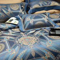 Thumbnail for Luxury Blue Gold Baroque Geometric Print 1000TC Egyptian Cotton Bedding Set