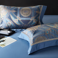 Thumbnail for Luxury Blue Gold Baroque Geometric Print 1000TC Egyptian Cotton Bedding Set