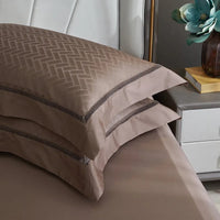 Thumbnail for Black Brown Egyptian Cotton 1000TC Soft Silky Jacquard Wave Bedding Set