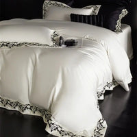 Thumbnail for Black White Baroque 1200TC Lyocell Cotton Luxury Embroidery Duvet Cover Bedding Set