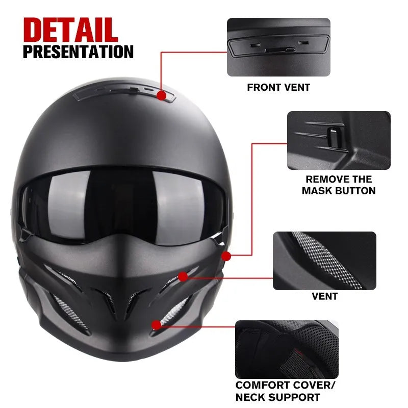 Retro Black Silver Motorcycle Helmets Moto Sport