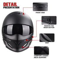 Thumbnail for Retro Black Silver Motorcycle Helmets Moto Sport