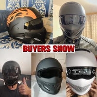 Thumbnail for Retro Black Silver Motorcycle Helmets Moto Sport