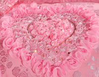 Thumbnail for Pink Lace Princess Wedding Premium Duvet Cover Set, Silk Cotton Bedding Set