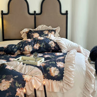 Thumbnail for Vintage Rose Flowers Print Ruffles Duvet Cover Bedding Set
