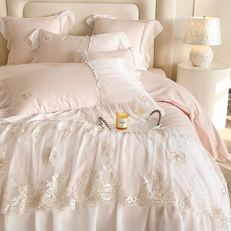 Romantic French Princess Wedding Duvet Cover, 1000TC Egyptian Cotton Bedding Set