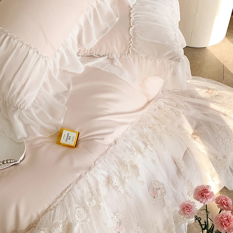 Romantic French Princess Wedding Duvet Cover, 1000TC Egyptian Cotton Bedding Set