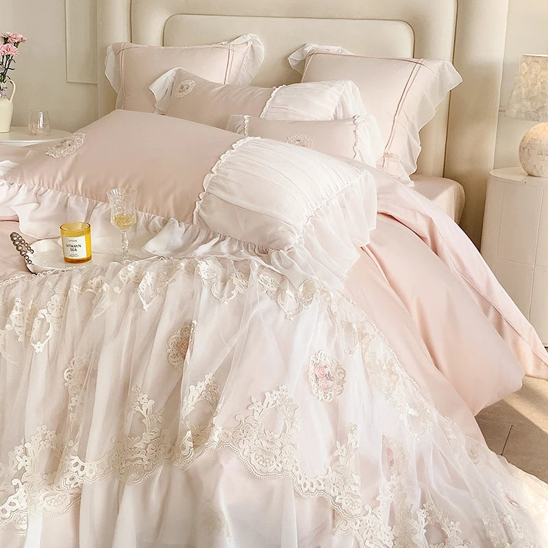 Romantic French Princess Wedding Duvet Cover, 1000TC Egyptian Cotton Bedding Set