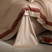 Thumbnail for Luxury Brown Red Long Striped Egyptian Cotton Sateen 1000TC Patchwork Bedding Set