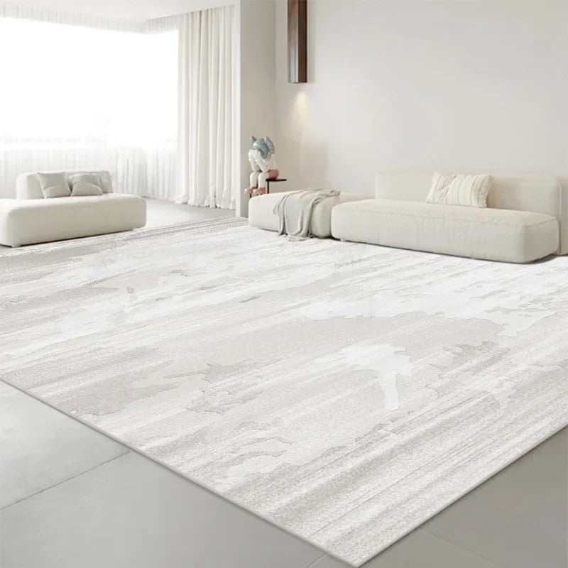 Minimalist White Gray Large Area Rug Carpet Refreshing Bedroom