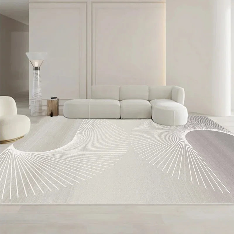 Minimalist White Gray Large Area Rug Carpet Refreshing Bedroom