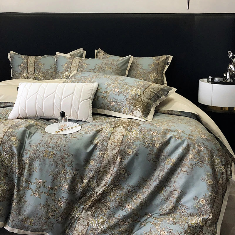 Luxury American Vintage Print 1000TC Egyptian Cotton Bedding Set