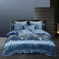 Thumbnail for Luxury Blue Royal Silver Satin Cotton 800TC Duvet Cover Bedding Set