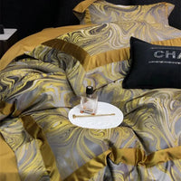 Thumbnail for Luxury Gold Satin European Jacquard Egyptian Cotton 1000TC Bedding Set