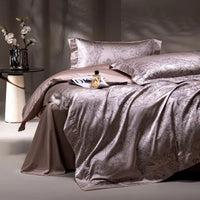 Thumbnail for Brown Purple Jacquard Luxury Silky Soft Egyptian Cotton 1000TC Bedding Set