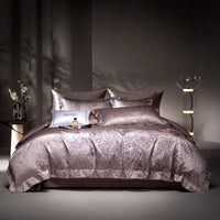 Thumbnail for Brown Purple Jacquard Luxury Silky Soft Egyptian Cotton 1000TC Bedding Set