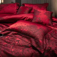 Thumbnail for Luxury Rose Burgundy Red Luxury Jacquard Egyptian Cotton 1200TC Wedding Bedding Set