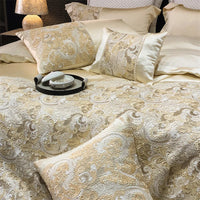 Thumbnail for Gold Baroque European Luxury Egyptian Cotton Patchwork Bedding Set