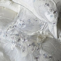 Thumbnail for Chic White Butterfly Embroidered Luxury Lyocell Fabric Bedding Set