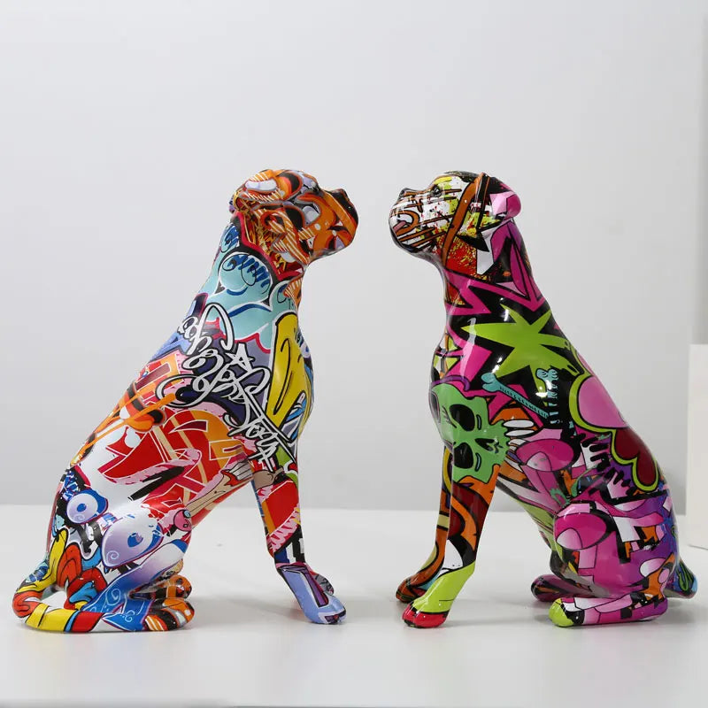 Modern Water Painted Boxer Dog Sculptures and Statues Resin Crafts
