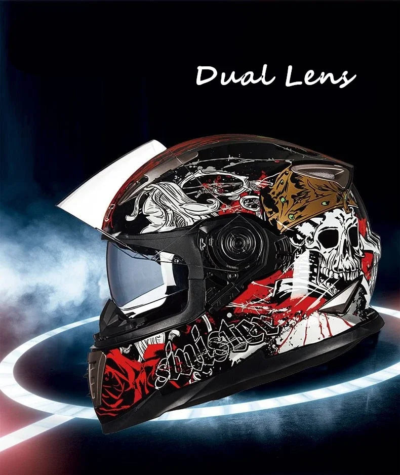 Black Green DOT Approved Full Face Motorcycle Helmets Motocross Sport