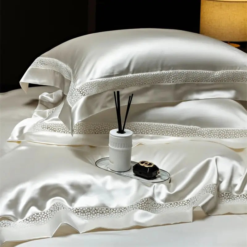 Premium Elegant French Smooth Silky European Duvet Cover, Lyocell Cotton Bedding Set