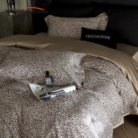 Thumbnail for Leopard Pattern Luxury Silky Duvet Cover Set, Lyocell Cotton Bedding Set