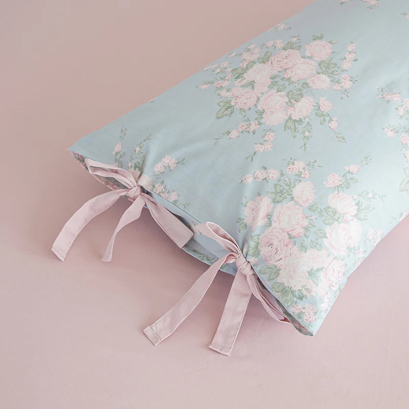 Blue Fresh Pastoral Floral Cotton Duvet Cover Bedding Set