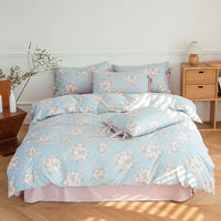 Thumbnail for Blue Fresh Pastoral Floral Cotton Duvet Cover Bedding Set