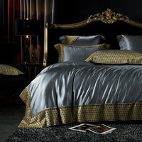 Thumbnail for Gold Blue Luxury Royal Egyptian Cotton Wedding Bedding Set