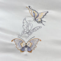 Thumbnail for White Luxury Butterfly Royal Wedding Embroidered Duvet Cover 100% Cotton Bedding Set