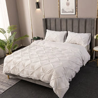 Thumbnail for Black White 3D Pleated Cozy Cotton Duvet Cover Bedding Set