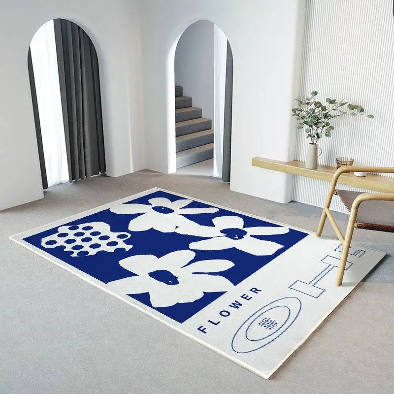 Modern Blue White Large Area Rug Living Room Home Decoration