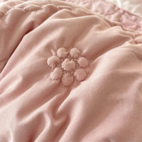 Thumbnail for Pink Blue Korean Princess Twist Flowers Lace Ruffles Skin Friendly Bedding Set