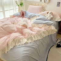 Thumbnail for Pink Blue Cozy Cottage Princess Washed Cotton Soft Bedding Set