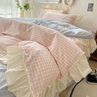 Thumbnail for Pink Blue Cozy Cottage Princess Washed Cotton Soft Bedding Set