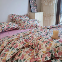 Thumbnail for Charming Floral Pattern Cotton Bedding Set with Ruffles