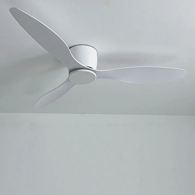 White Wood Low Floor Ceiling Fans Cooling Fans Lighting