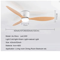 Thumbnail for White Wood Low Floor Ceiling Fans Cooling Fans Lighting