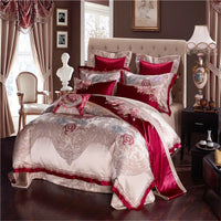 Thumbnail for Red Gold Royal Jacquard Wedding Duvet Cover Egyptian cotton Bedding Set