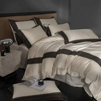 Thumbnail for Premium Champagne Black Trim Luxury 1000TC Egyptian Cotton Soft Bedding Set