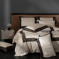 Thumbnail for Premium Champagne Black Trim Luxury 1000TC Egyptian Cotton Soft Bedding Set