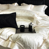 Thumbnail for Luxury Gray Jacquard Egyptian Cotton Soft Patchwork Bedding Set