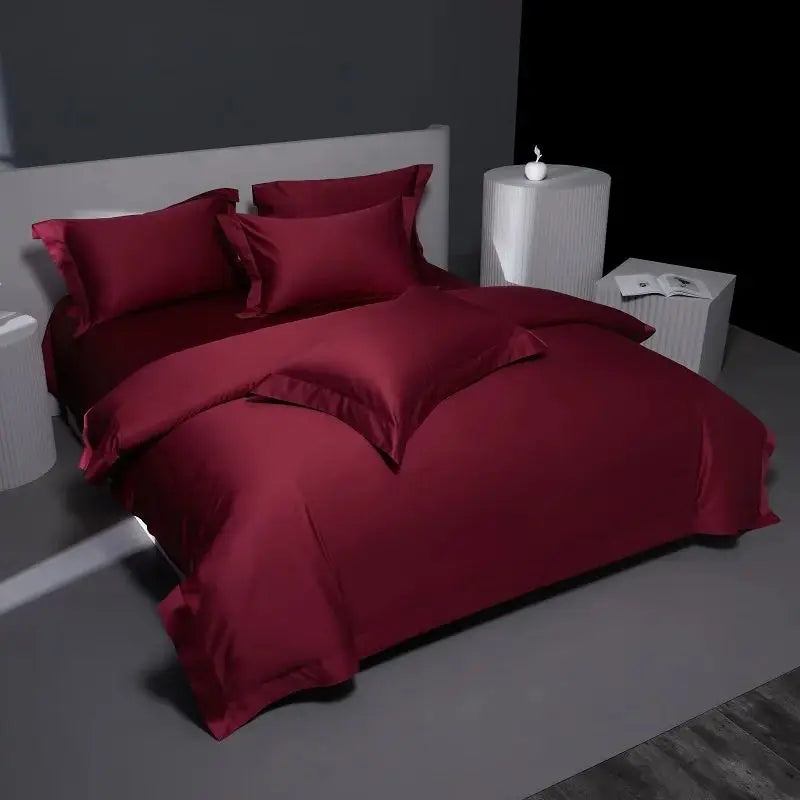 Luxury Burgundy Red Grey 1200TC Egyptian Cotton Soft Silky Bedding Set