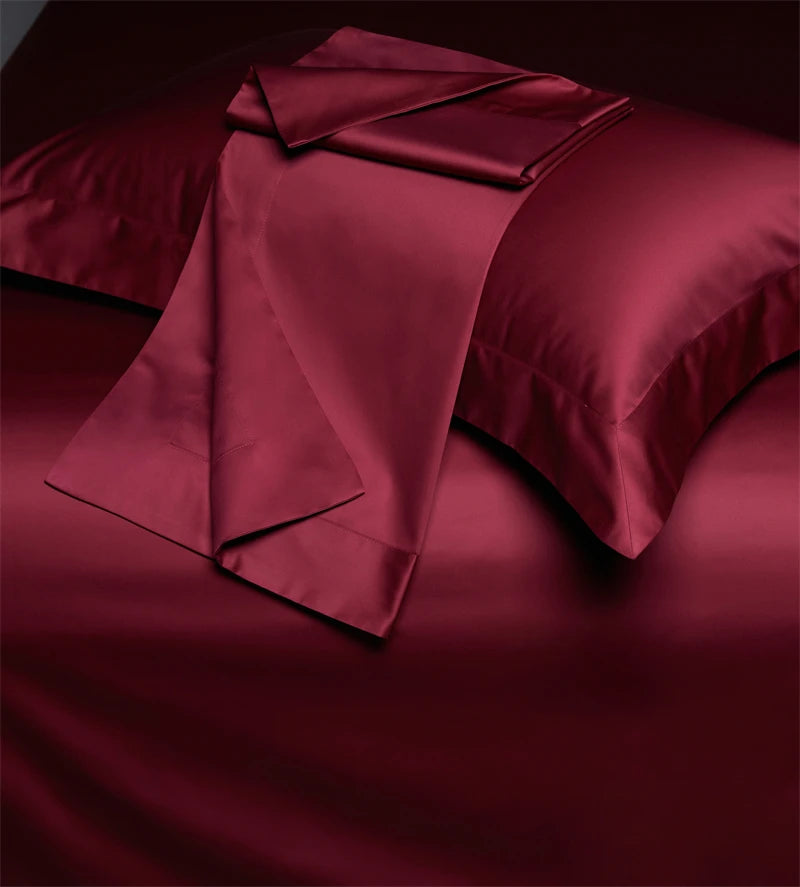 Luxury Burgundy Red Grey 1200TC Egyptian Cotton Soft Silky Bedding Set