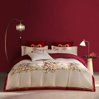 Thumbnail for Luxury Red Happiness Blossom Embroidered Wedding Egyptian Cotton 1000TC Bedding Set